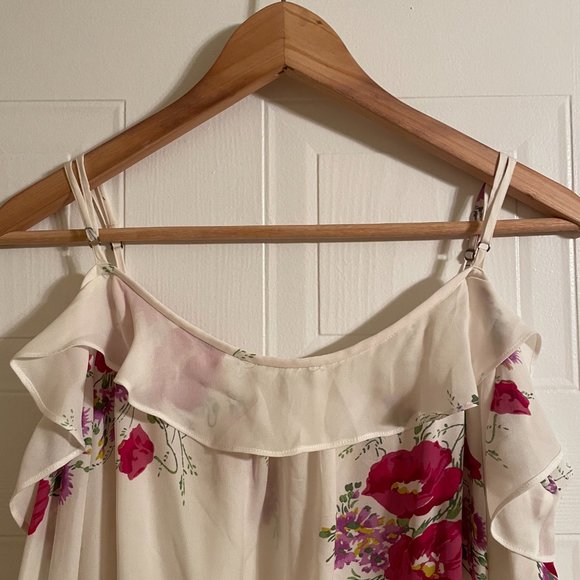 Joie Floral Floral Print Cold-Shoulder Silk Blouse - Picture 6 of 9